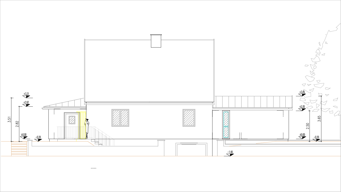 Technische Zeichnung Fassade Wohnhaus P Steyr